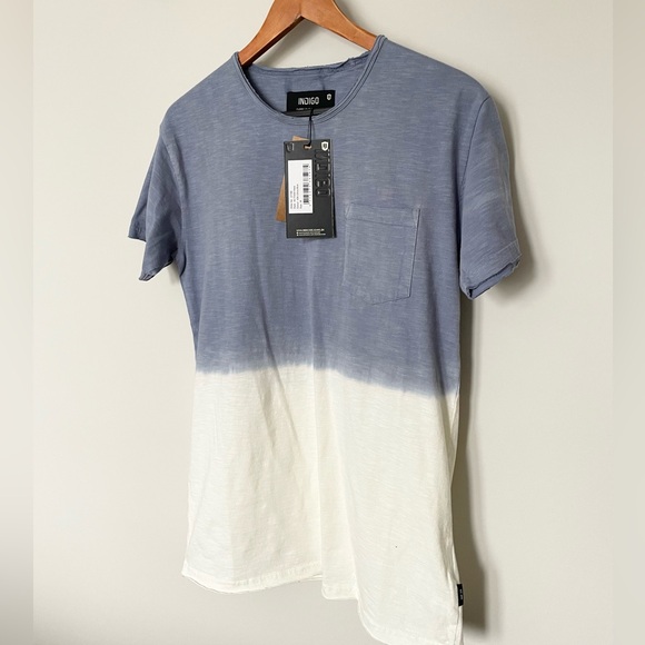 Men’s Ombré Blue and White T-Shirt - Picture 7 of 7
